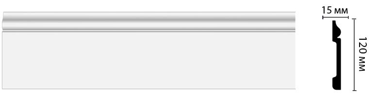 Плинтус напольный DECOMASTER Дюропрофиль - белый (под покраску) D004/12 2000*120*15мм