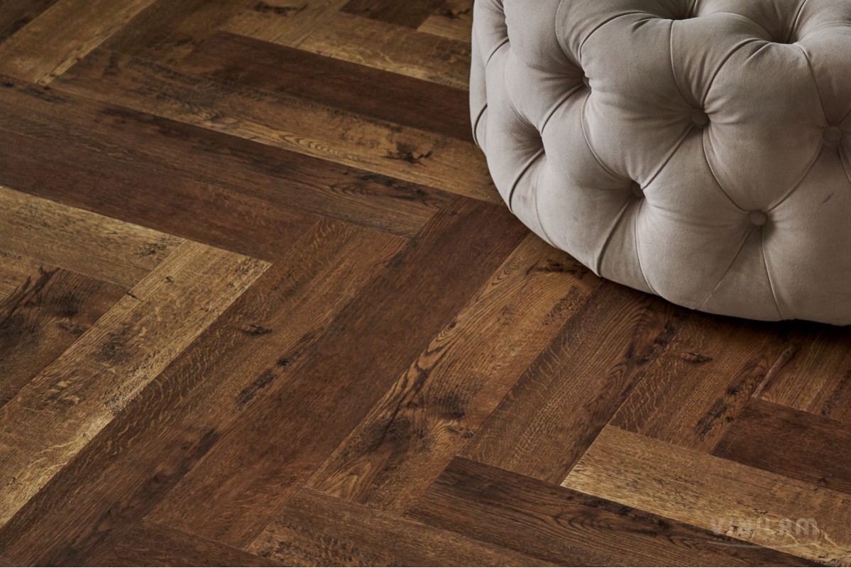 SPC ламинат VINILAM PARQUET HERRINGBONE 4V 43кл Паркет Версальский IS11177